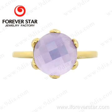 New Arrival Gold Ring with Amethyst Stone 18K